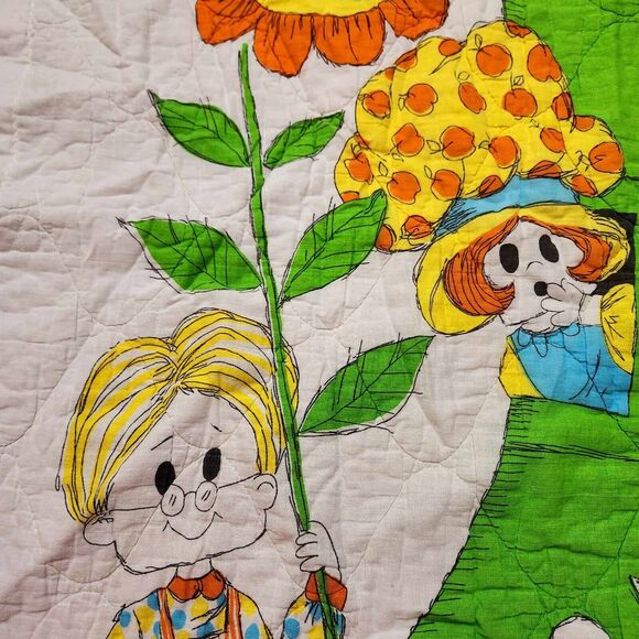 Vintage Old Woman Who Lived in a Shoe Quilt Baby Nursery Rhyme Blanket Decor - Picture 4 of 13